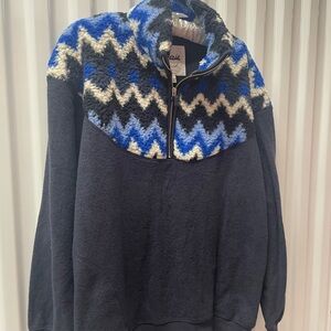 Aerie Unisex Navy and Blue Zip Up Pullover Sweater Size M